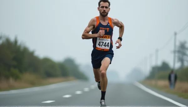 Male Runner Mid-Stride on Asphalt Road 4744