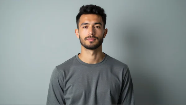 Male Torso Gray Long Sleeve Shirt Studio Portrait
