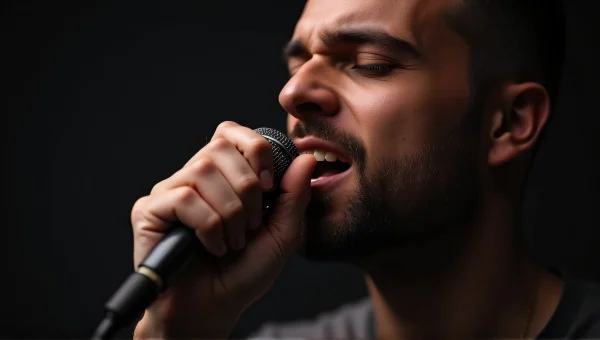 Male Vocalist Singing with Dynamic Microphone