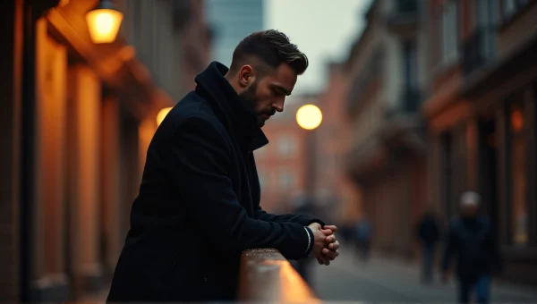 Man in Black Coat Urban Alley Evening Light