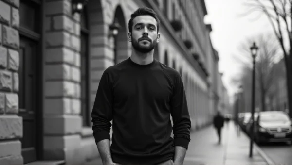 Man in Black Shirt Outside Stone Building