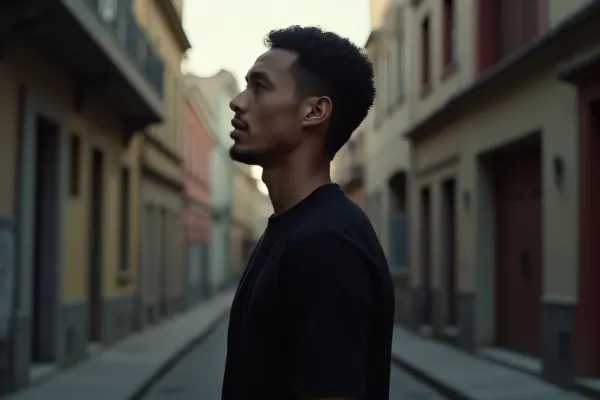 Man in Black Shirt Urban Alley Soft Lighting
