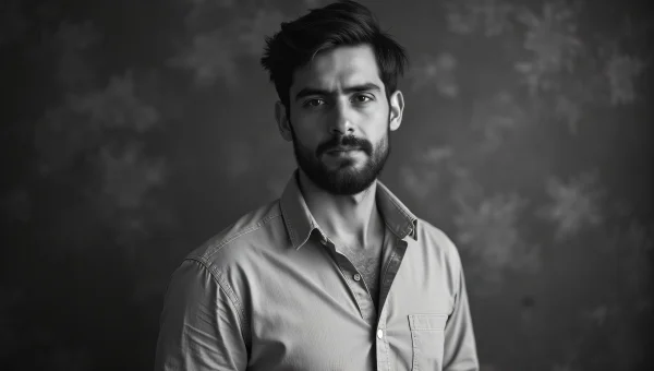 Man in Button-Up Shirt Grayscale Portrait