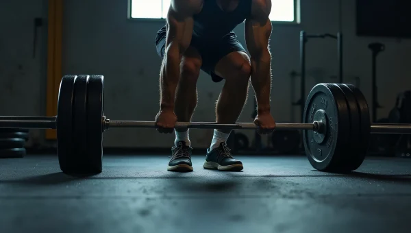 Man Deadlifting Barbell in Gym With Sweat Droplets