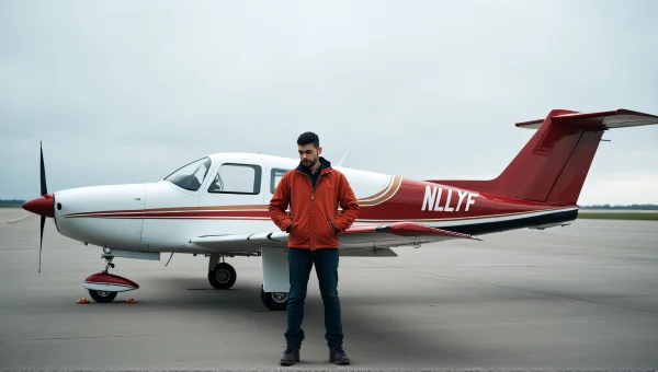 Man In Flight Jacket Beside Single-Engine Airplane