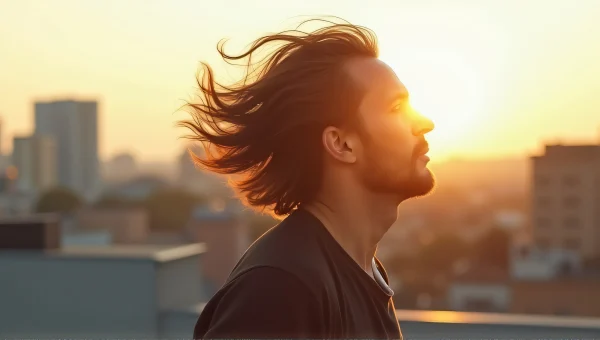 Man Flipping Hair in Urban Setting