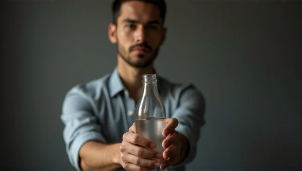 Man Holding Clear Glass Bottle Portrait
