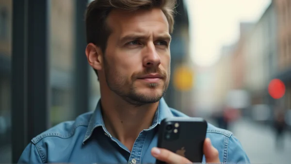 Man Holding Space Gray iPhone Urban Portrait