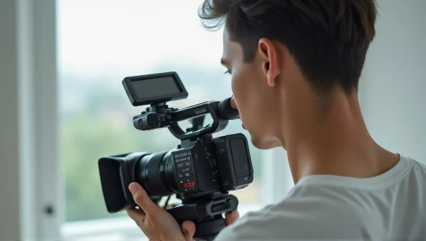 Man Holding Video Camera in Soft Light