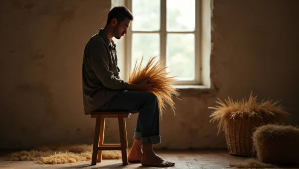 Man Holding Wheat Bundle in Natural Light