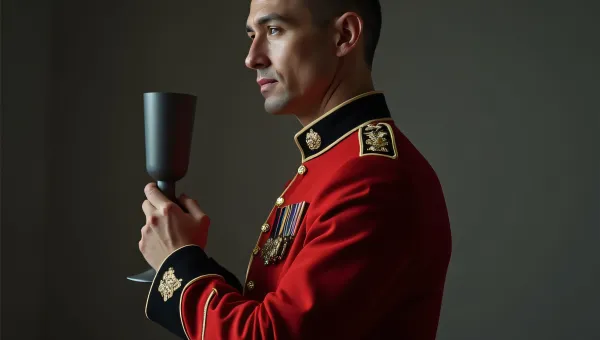 Man in Military Uniform Holding Flute Glass