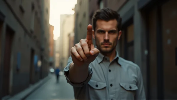 Man Pointing Forward In Urban Alley Setting