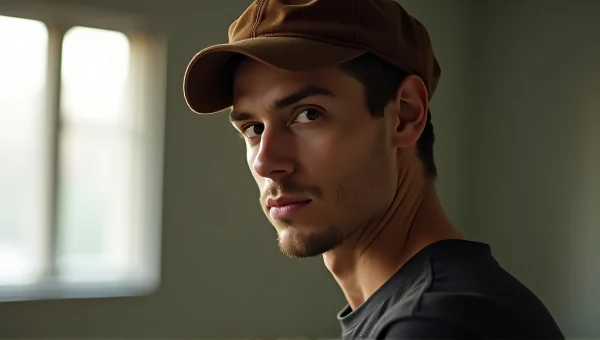 Man Portrait With Brown Bonnet In Soft Light