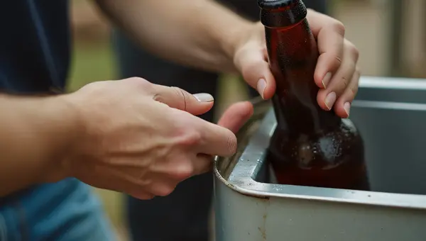 Man Reaching for Beer Bottle in Cooler