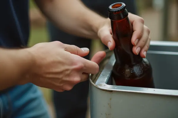 Man Reaching for Beer Bottle in Cooler