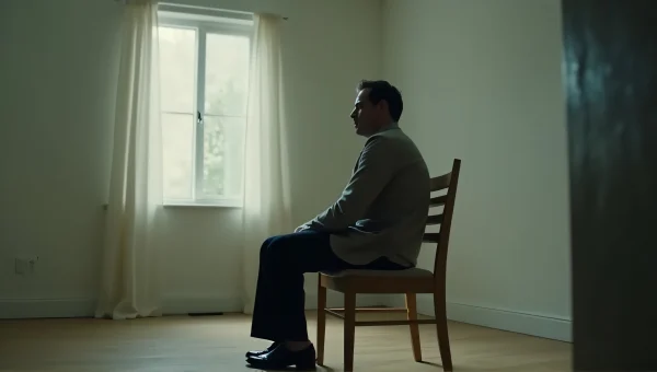 Man Relaxing in Sparse Room with Soft Lighting