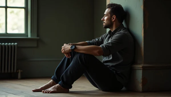 Man Relaxing on Wooden Floor with Soft Light