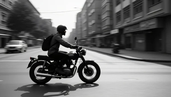 Man Riding Vintage Motorcycle Urban Street