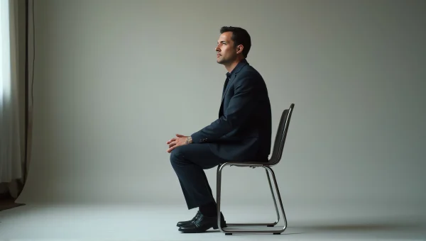 Man Seated on Metal Chair in Soft Light
