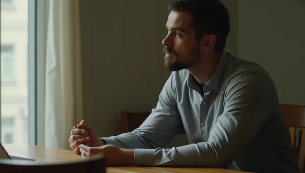 Man Sitting at Table in Soft Natural Light