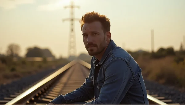 Man Sitting on Railway Track in Soft Light