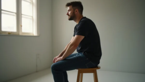 Man Sitting on Stool in Black Shirt