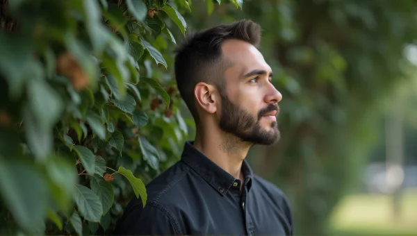 Man Standing Beside Green Tree Portrait