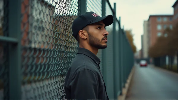 Man Standing By Urban Fence In Soft Light