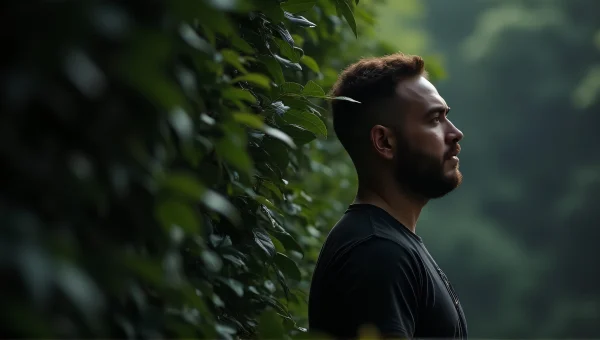 Man Standing Near Dense Green Foliage Outdoors