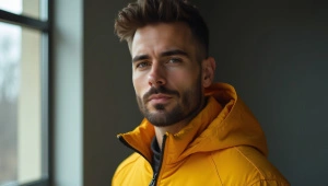 Man Wearing Yellow Jacket Portrait Natural Light
