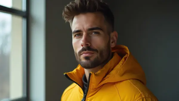 Man Wearing Yellow Jacket Portrait Natural Light