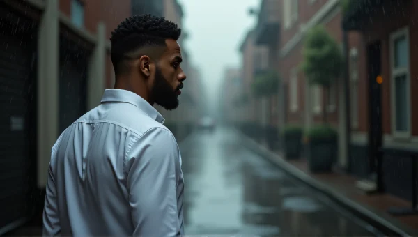 Man in White Dress Shirt Urban Alley Rain