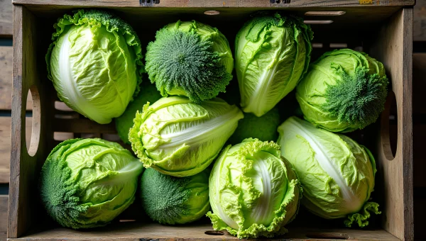 Market Crate With Colorful Lettuce Heads