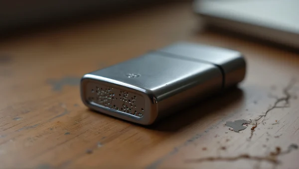 Matte Grey Metal Lighter On Wooden Table