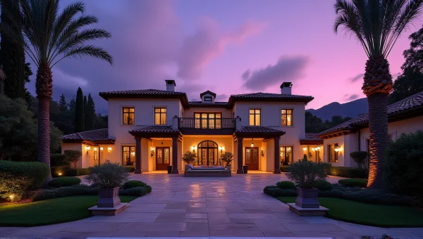 Mediterranean Villa Under Purple Dusk Sky
