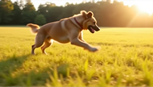 Medium-Sized Dog Running In Sunlit Grassy Field