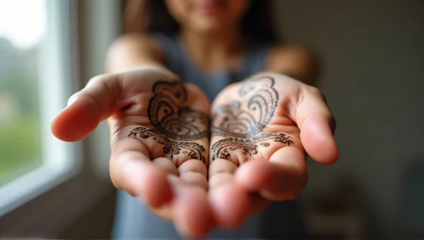 Mehndi Tattoo Close-Up On Hand Presentation