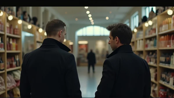 Men in Black Lapels Shopping in Boutique Aisle