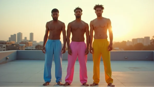 Men in Colorful Pants on Rooftop at Golden Hour