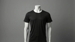 Men's Black Gray Crew-Neck T-Shirt On Mannequin