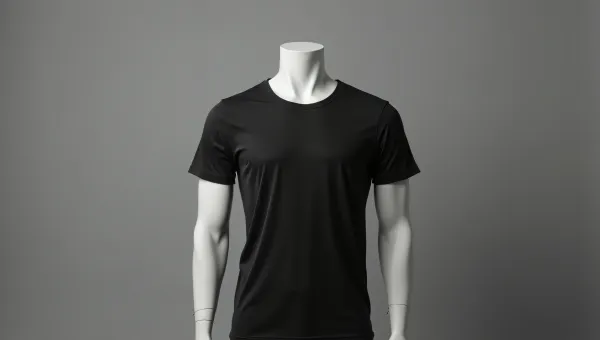 Men's Black Gray Crew-Neck T-Shirt On Mannequin