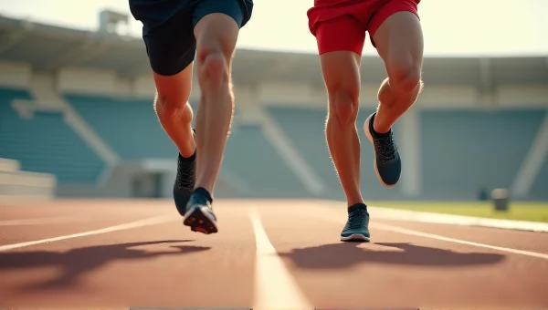 Men Sprinting on Outdoor Track in Motion