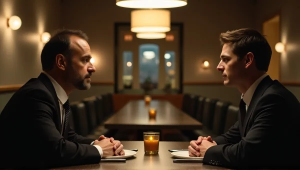 Men In Suits Dining Together At Restaurant Table