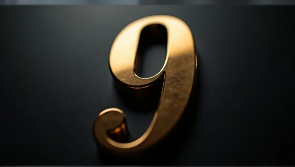 Metallic Gold Number 9 On Matte Black Background