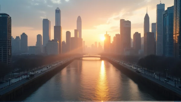 Metropolitan Skyline at Dawn with Reflective Towers
