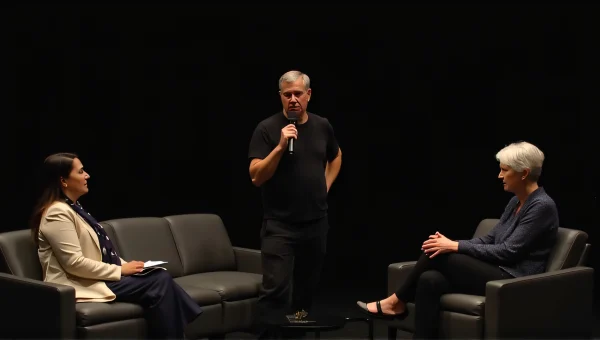 Mid-Aged Man Speaking on Stage with Audience