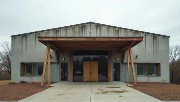 Mid-Century Building Architecture Gray Brown Facade