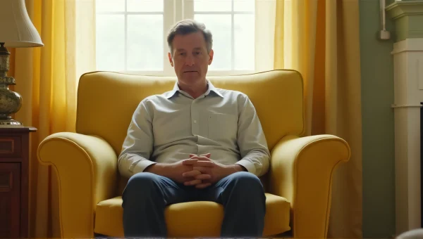 Mid-Century Yellow Armchair Person Relaxing Light