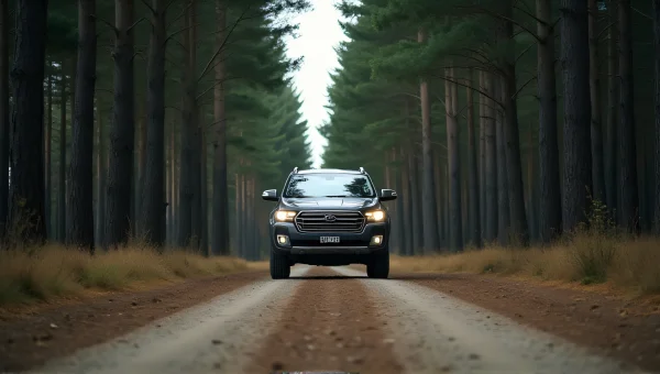 Mid-Size Vehicle Parked On Narrow Dirt Road