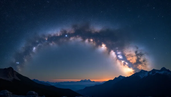 Milky Way Galaxy Over Mountain Ridge Panorama